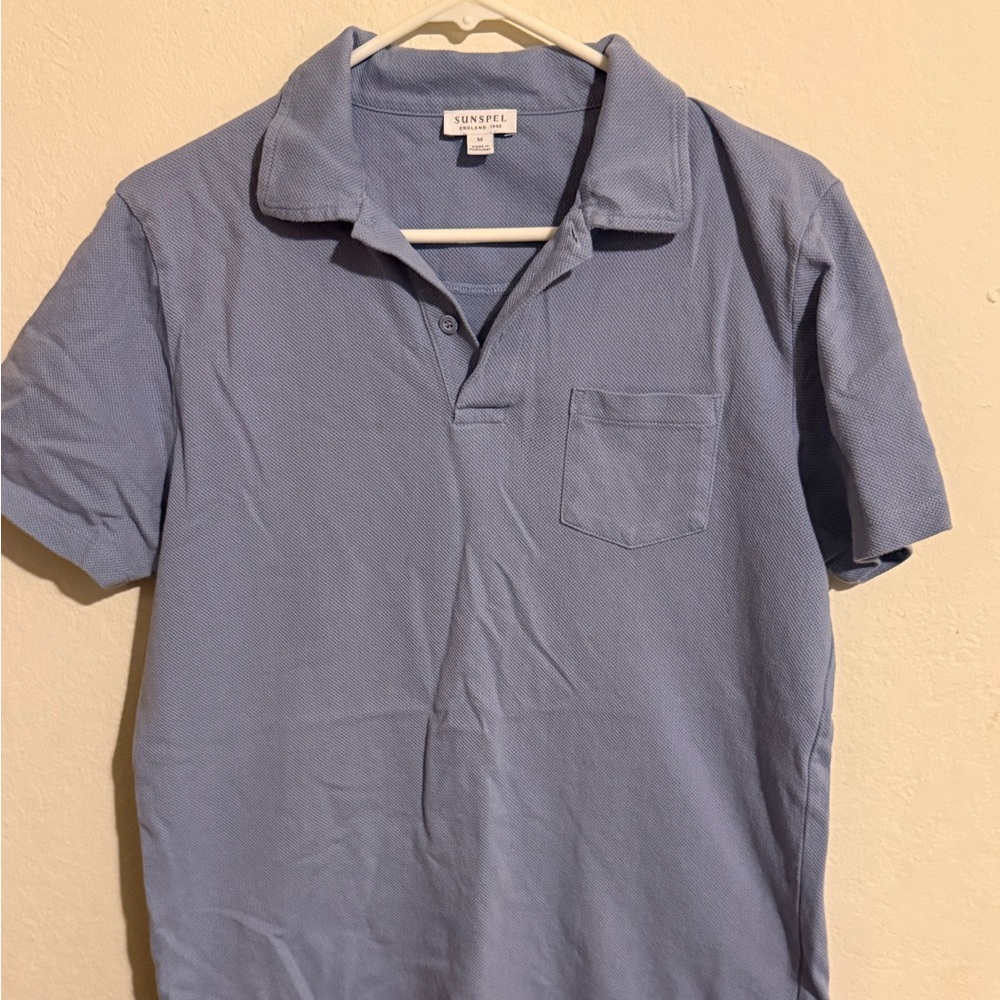 Sunspel Light Blue Polo Shirt